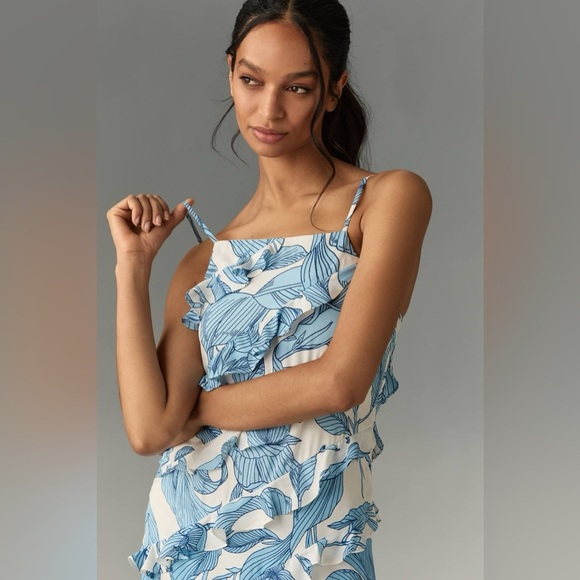 Anthropologie Walter Baker Sleeveless Ruffled Midi Dress - Picture 3 of 5